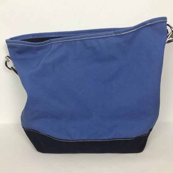 Lands' End Bags Lands End Blue Canvas Tote Shoulder Bag Monogram